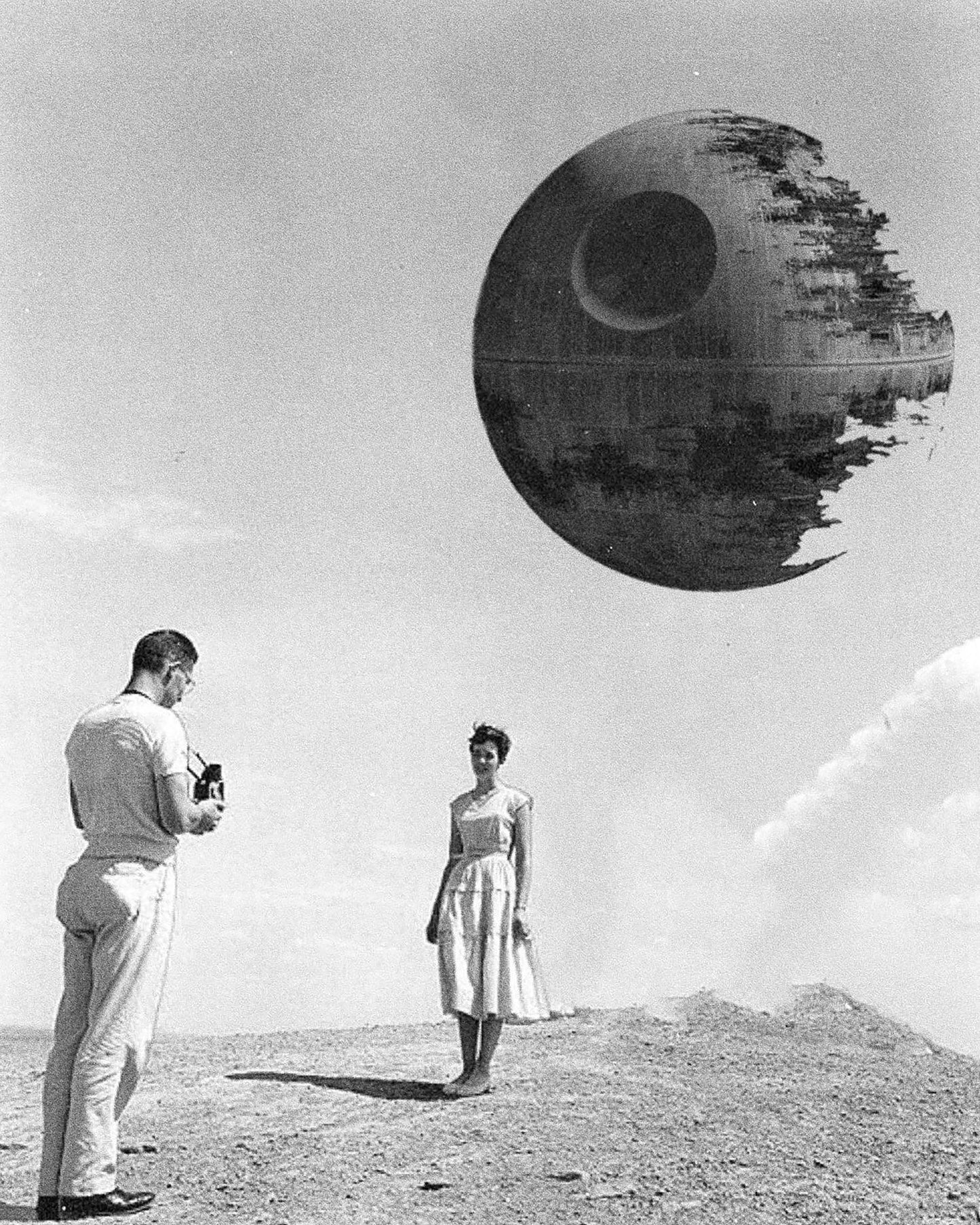 "Honey, get in front of the Death Star for the photo!" Fine Art Print