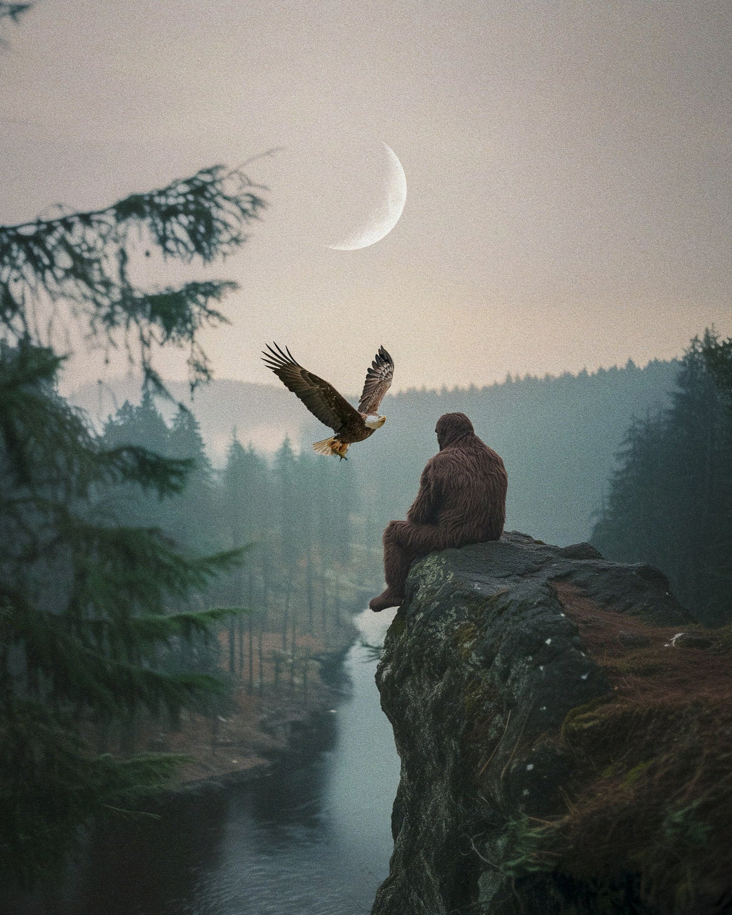 Bigfoot and the Eagle Fine Art Print