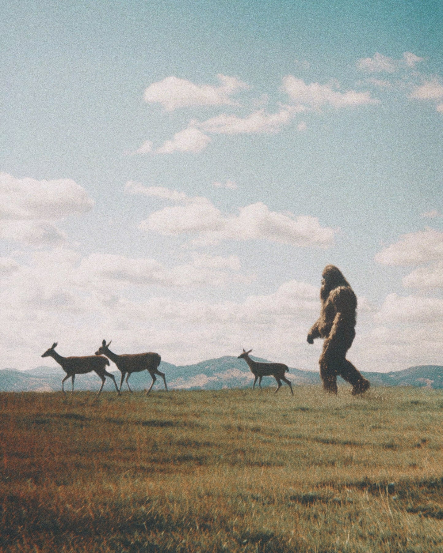 Bigfoot and the Deer Fine Art Print