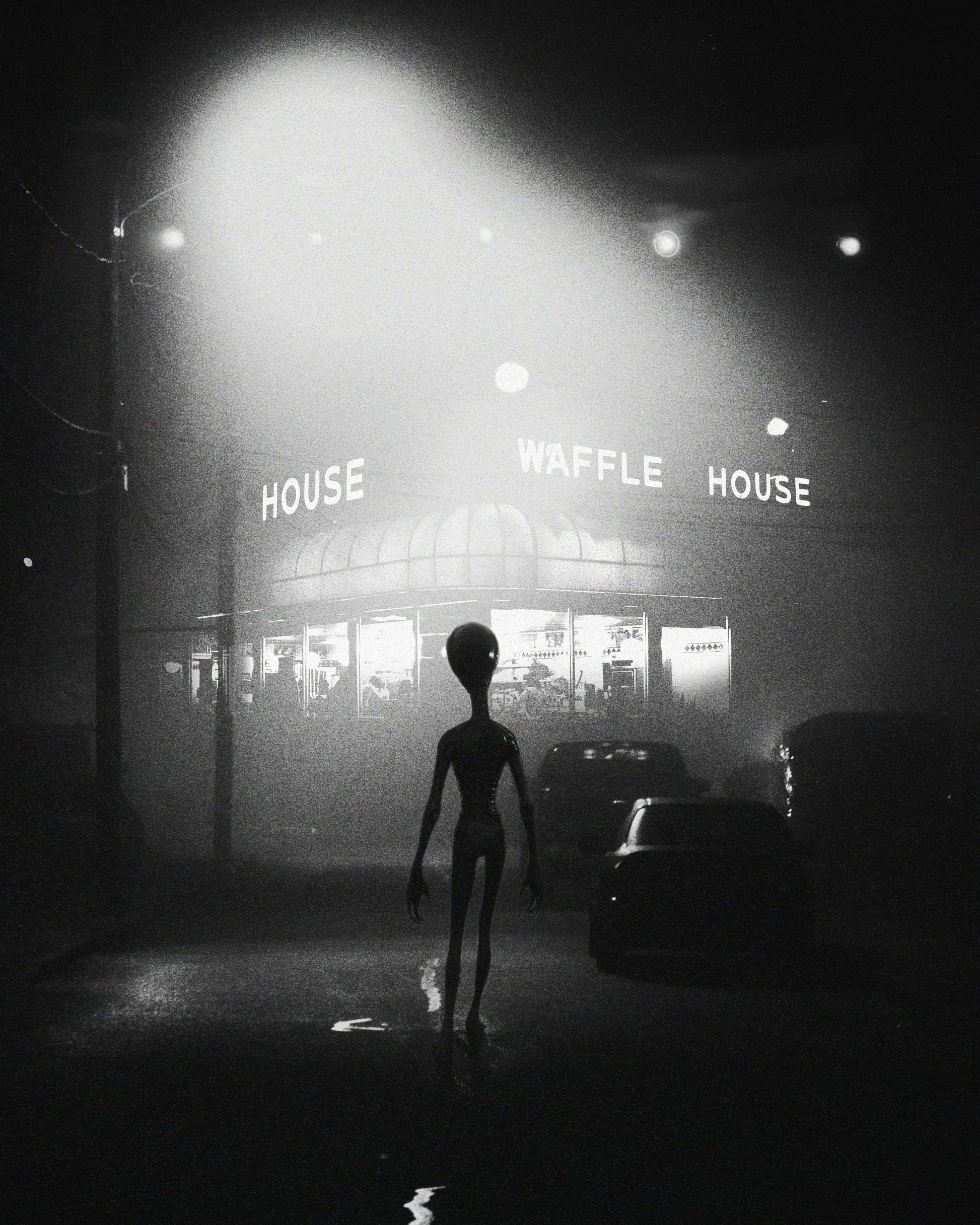 Lights Over The Waffle House Fine Art Print - Cult Class Art Shop
